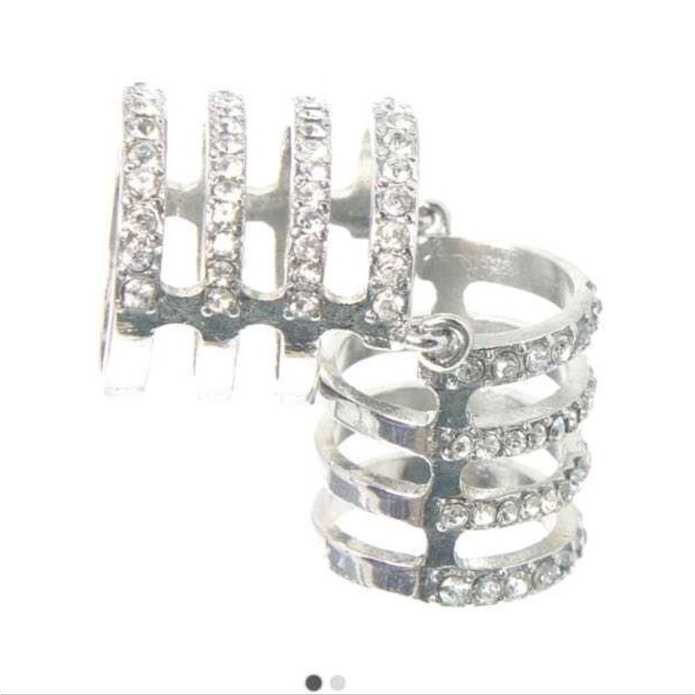 Elegant Silver Open Stud Cage Hinge Ring